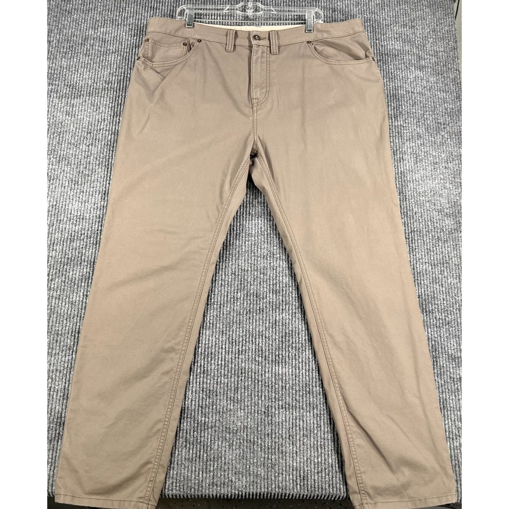 Prana Pants Mens Size 40x31 Brown 5 Pocket Slim Fit Flat Front Outdoor Hike Camp